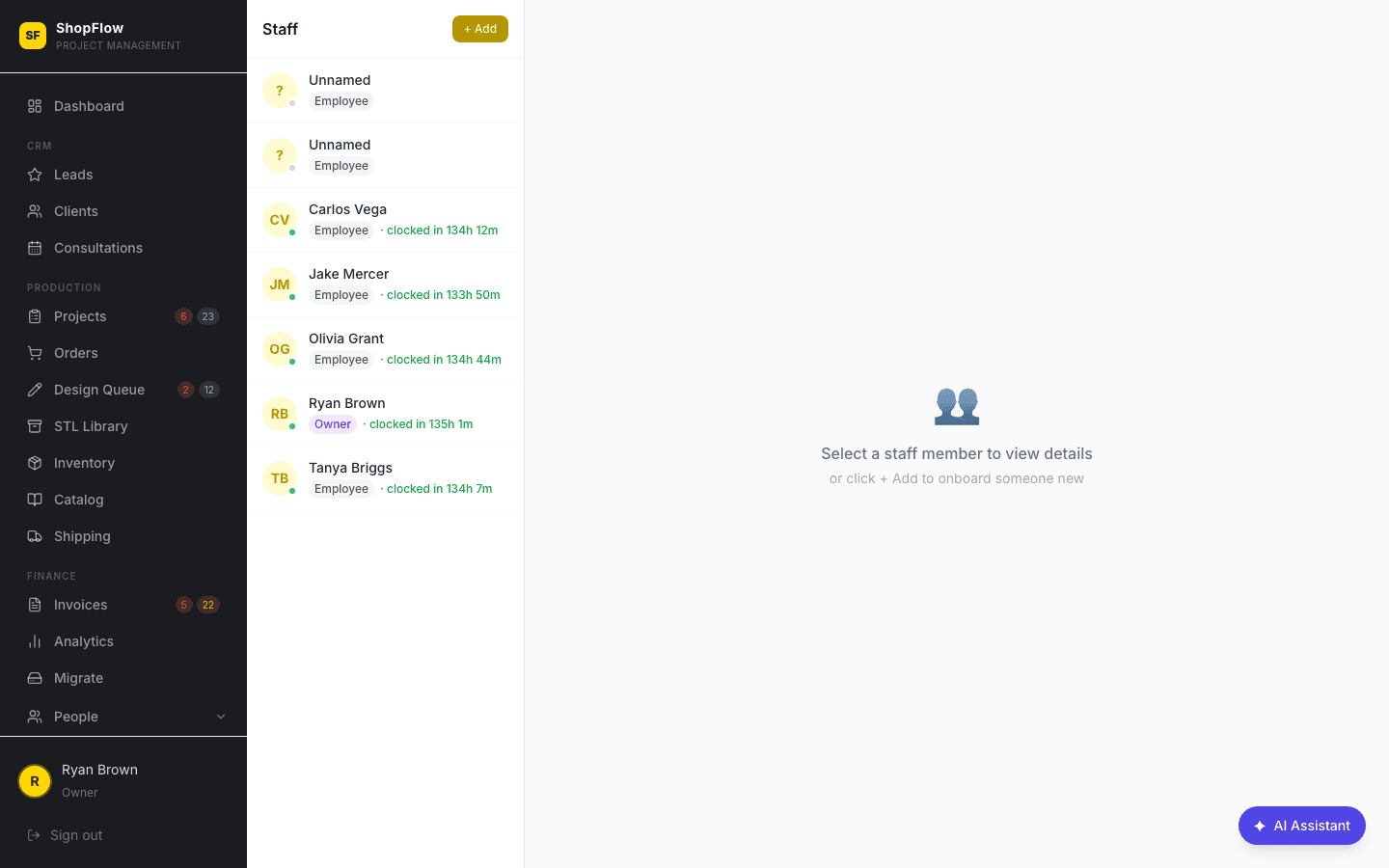 Staff, Time Clock & Payroll