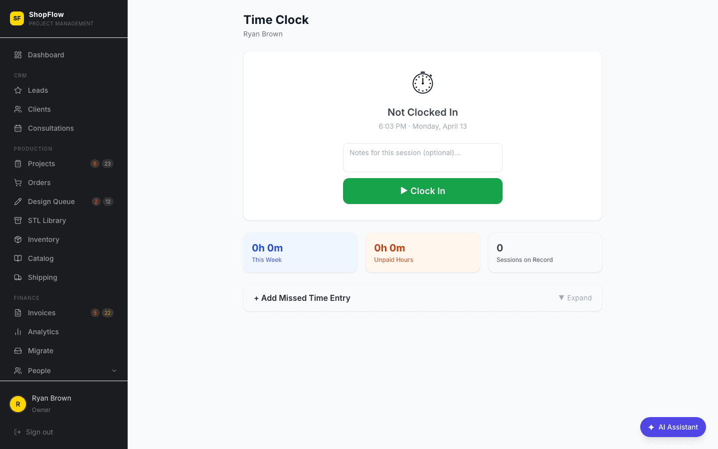 Personal Time Clock